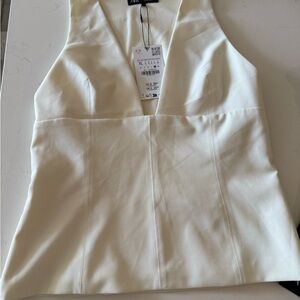 Zara Cream V-Neck Blouse